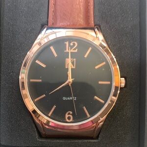 Sophisticated Black and Brown Leather Strap Men’s Watch